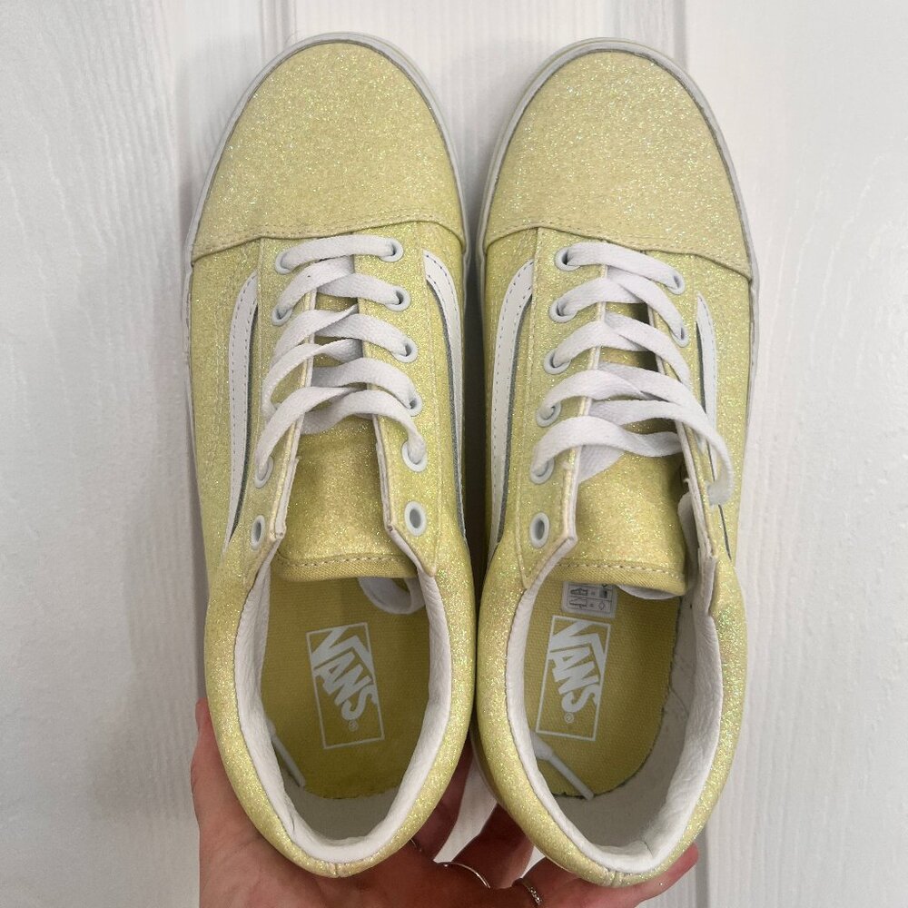 Vans Old Skool Glitter Yellow Sneakers Women’s 6.5 EU 38.5 UK 5.5 Shimmer